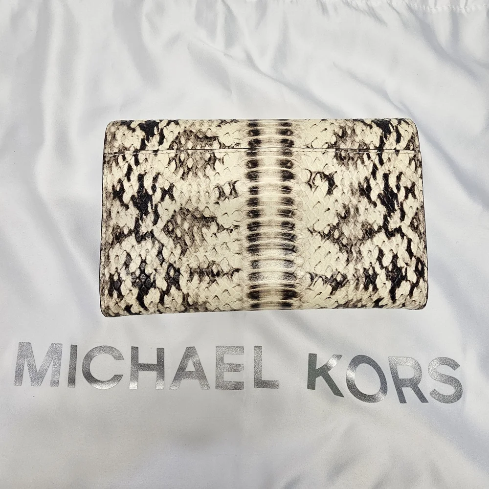 Michael Kors Cream and Tan Snake Print Wallet Genuine Leather - Picture 5 of 7
